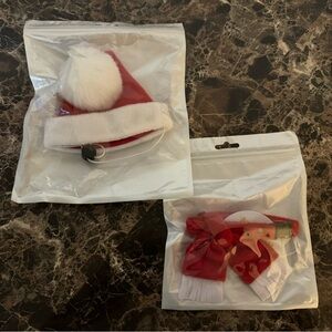 Santa/Elf Hats with Matching Collars for Small Pets